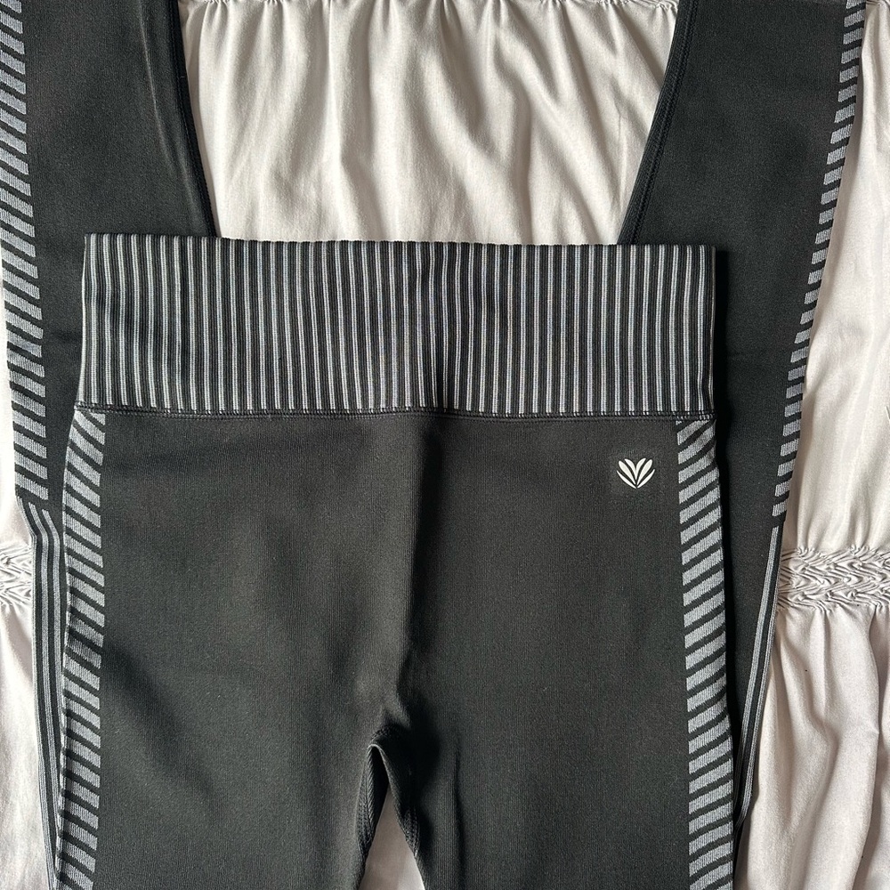 Black and Gray Striped Leggings